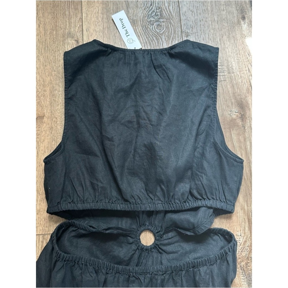 NWT! The Drop Women's Linen Dress, Solid Black, Sadie Cut Out, Summer, Midi, XXL - Picture 8 of 11